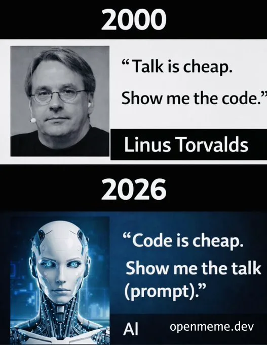 Linus Torvalds and AI robot meme
