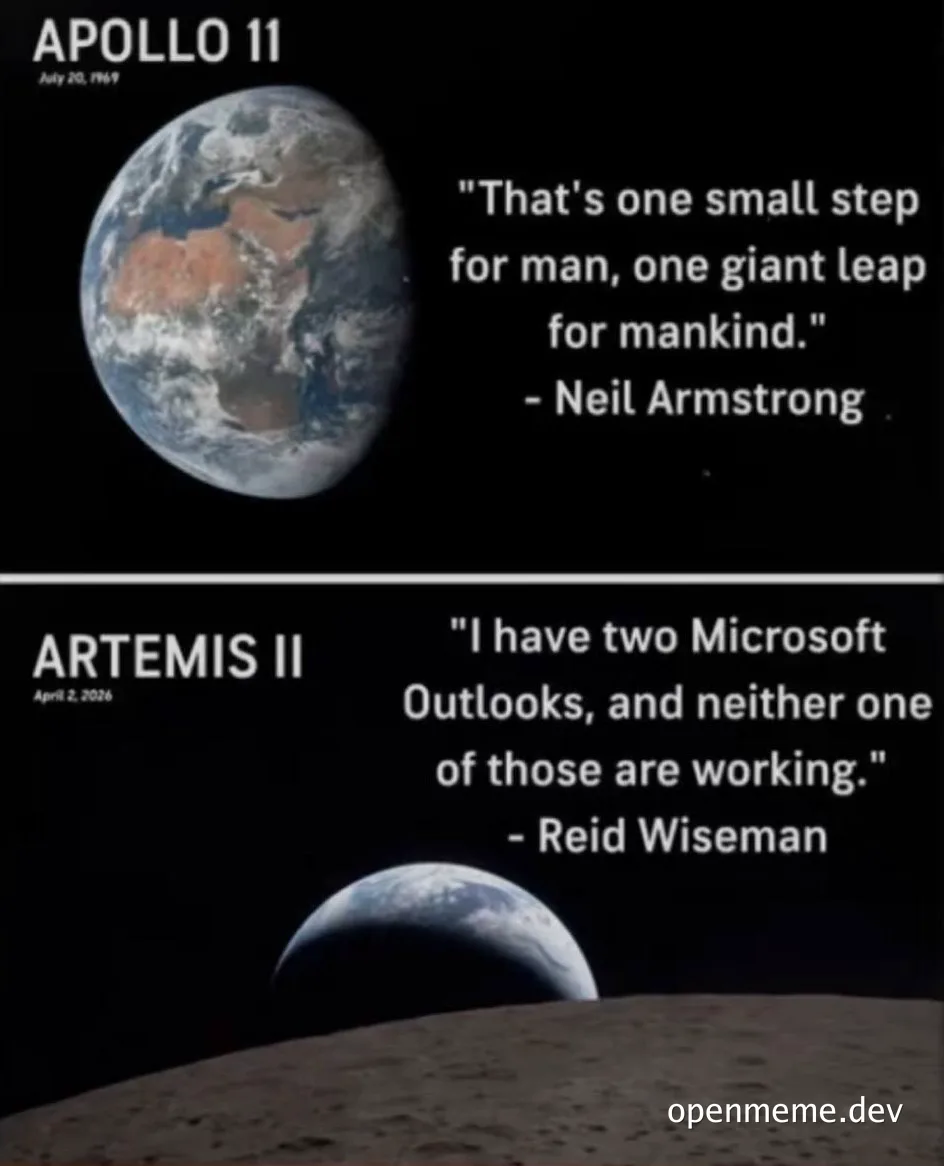 Apollo 11 vs Artemis II moon mission quotes meme