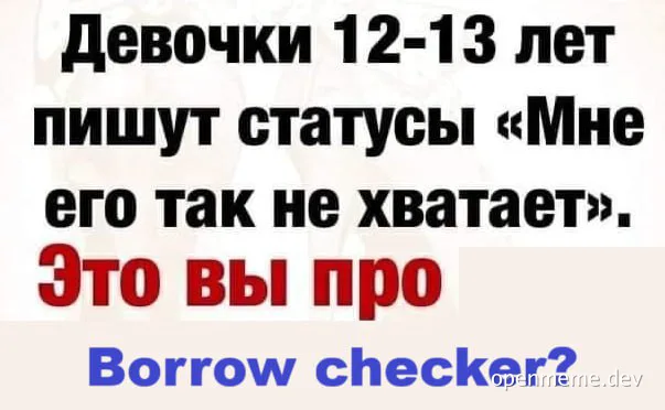 russian text about teenage girls and borrow checker