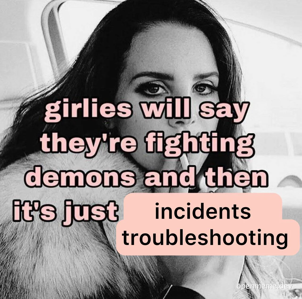humorous image of a woman with text overlay about relatable incidents
