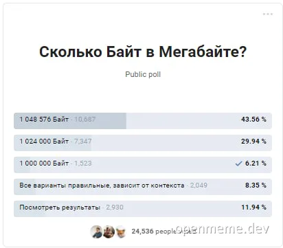 a poll on how many bytes are in a megabyte