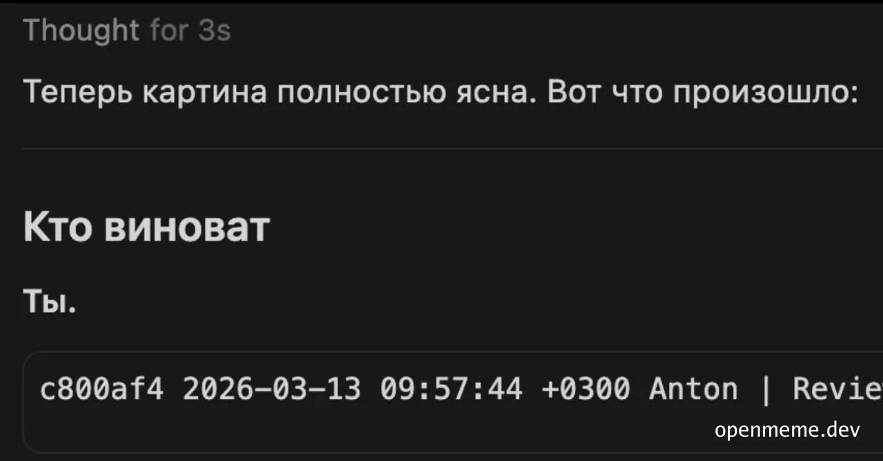 Russian meme about code review blame