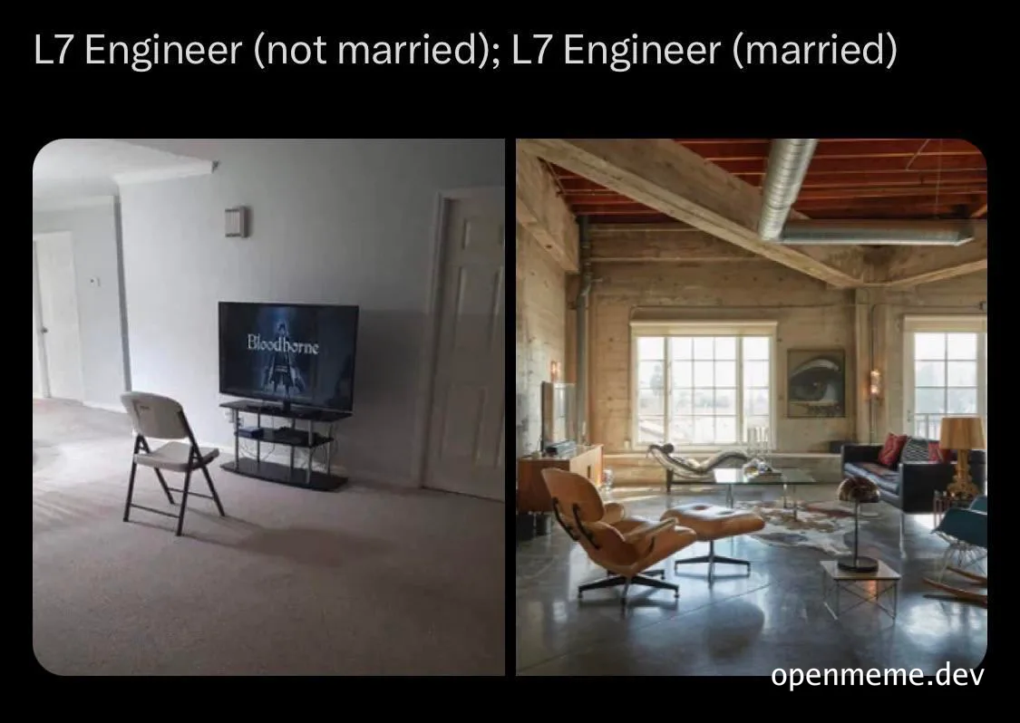 L7 Engineer (not married) vs L7 Engineer (married) meme