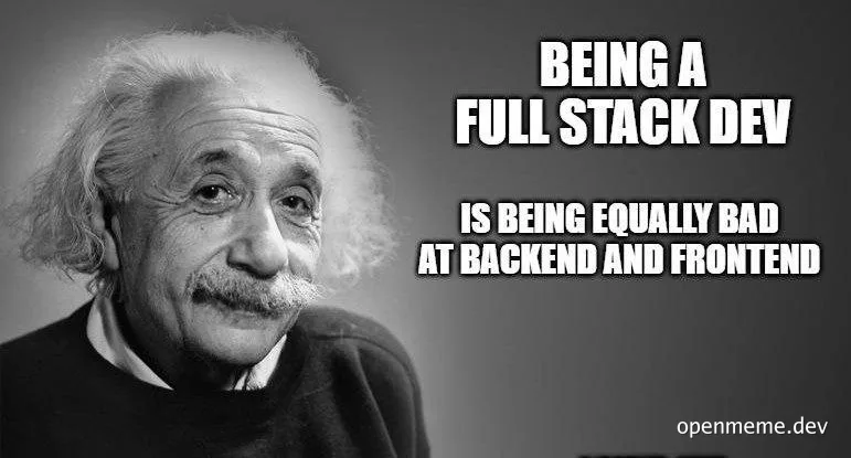 Albert Einstein meme about being a full stack developer
