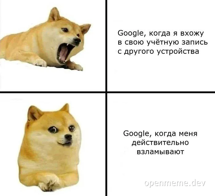 Doge meme about Google account security
