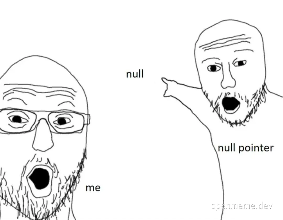 null pointer meme with two developers