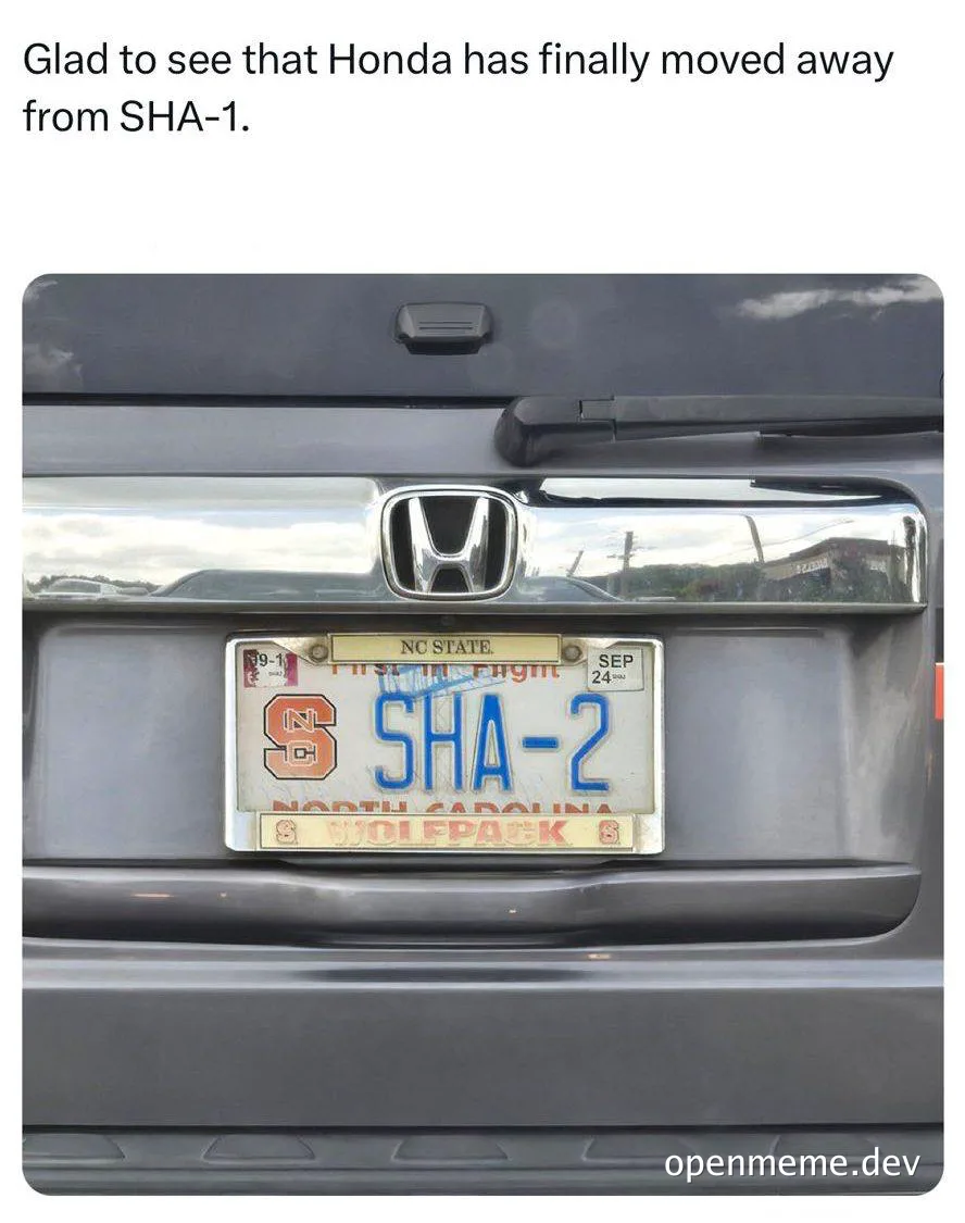 a close-up of a Honda car's license plate that reads 'SHA-2'