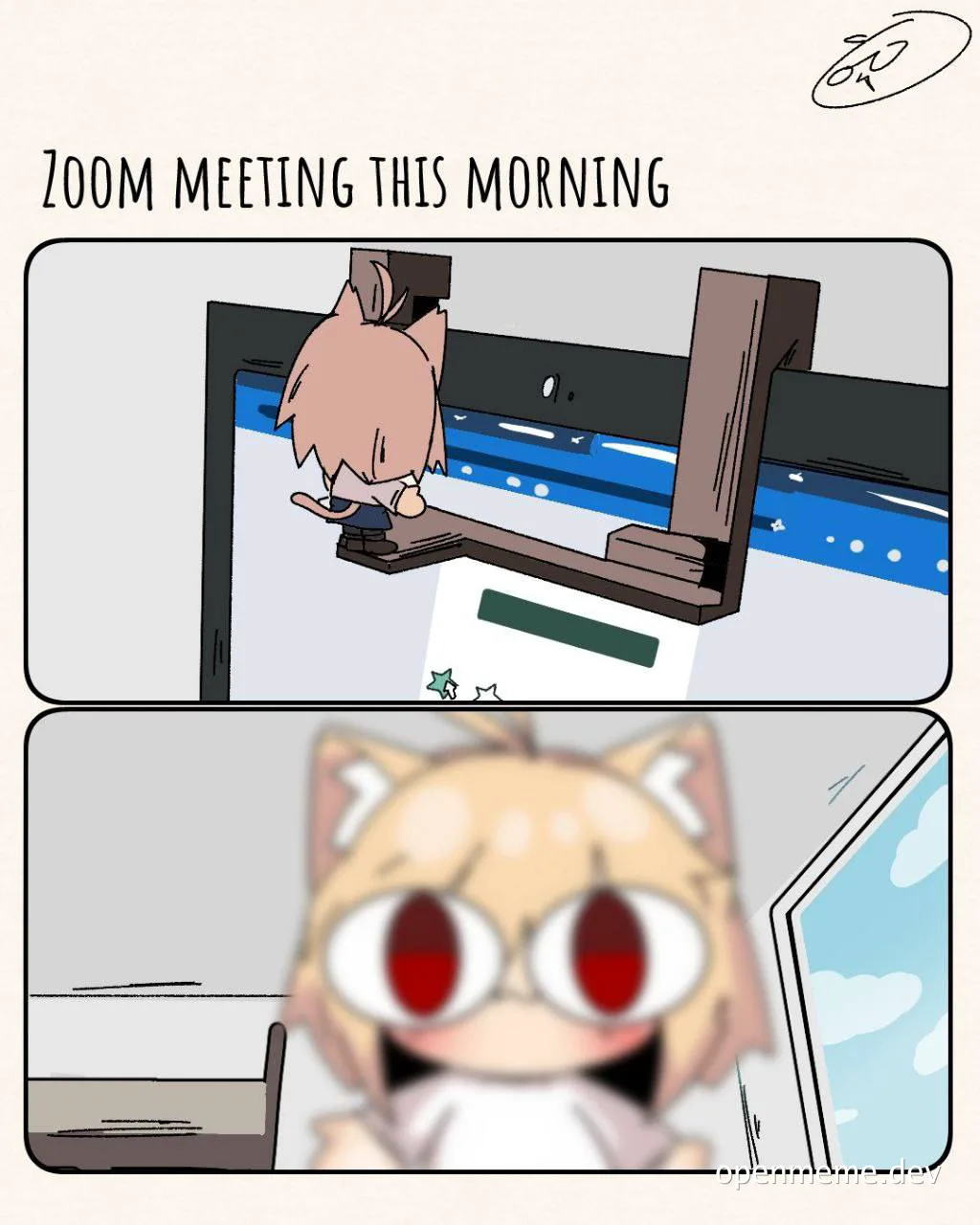 cartoon of a character looking at a computer screen with a shocked expression