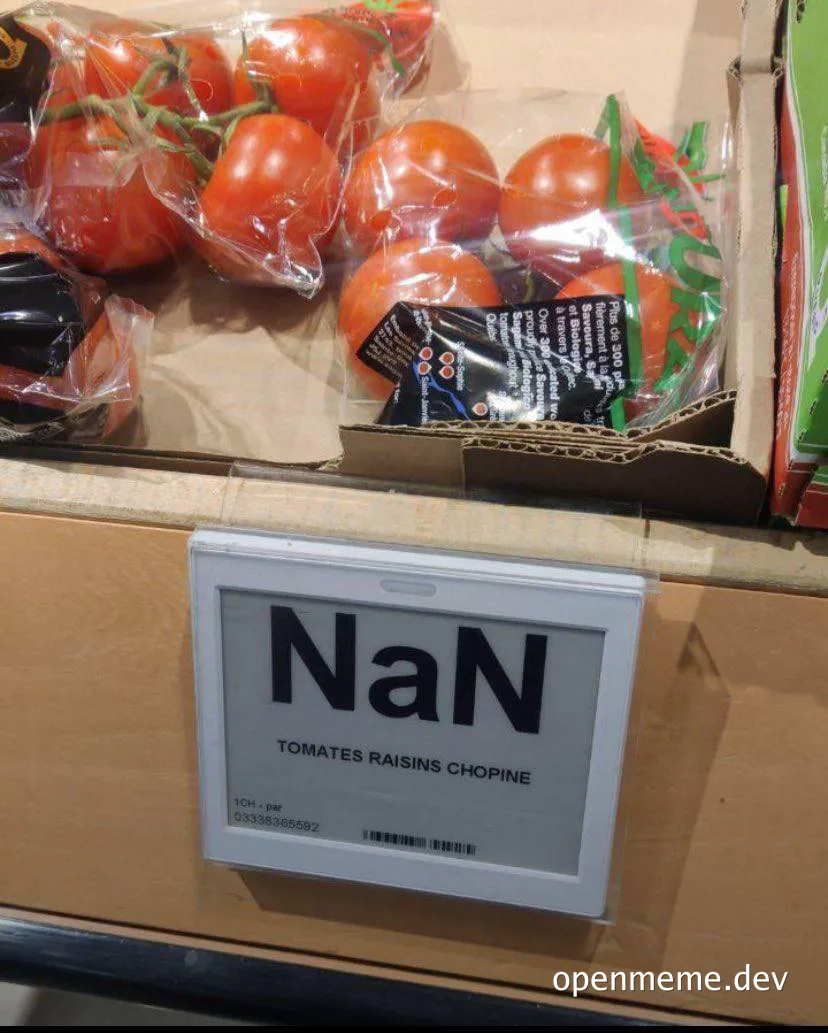 a cardboard box with bags of tomatoes and a label reading 'NaN'