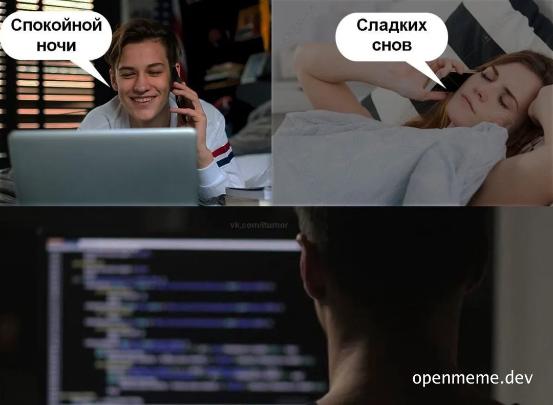 programmer late at night with russian phrases