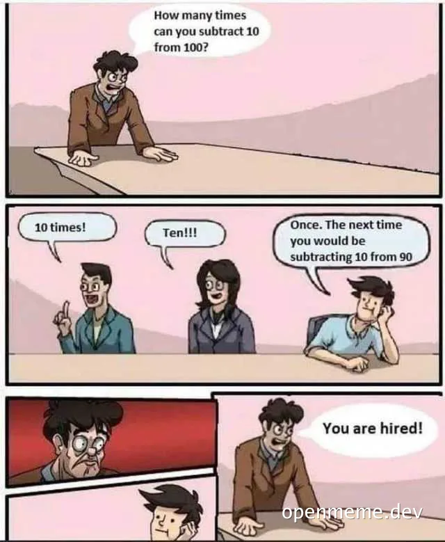 job interview meme about math puzzle