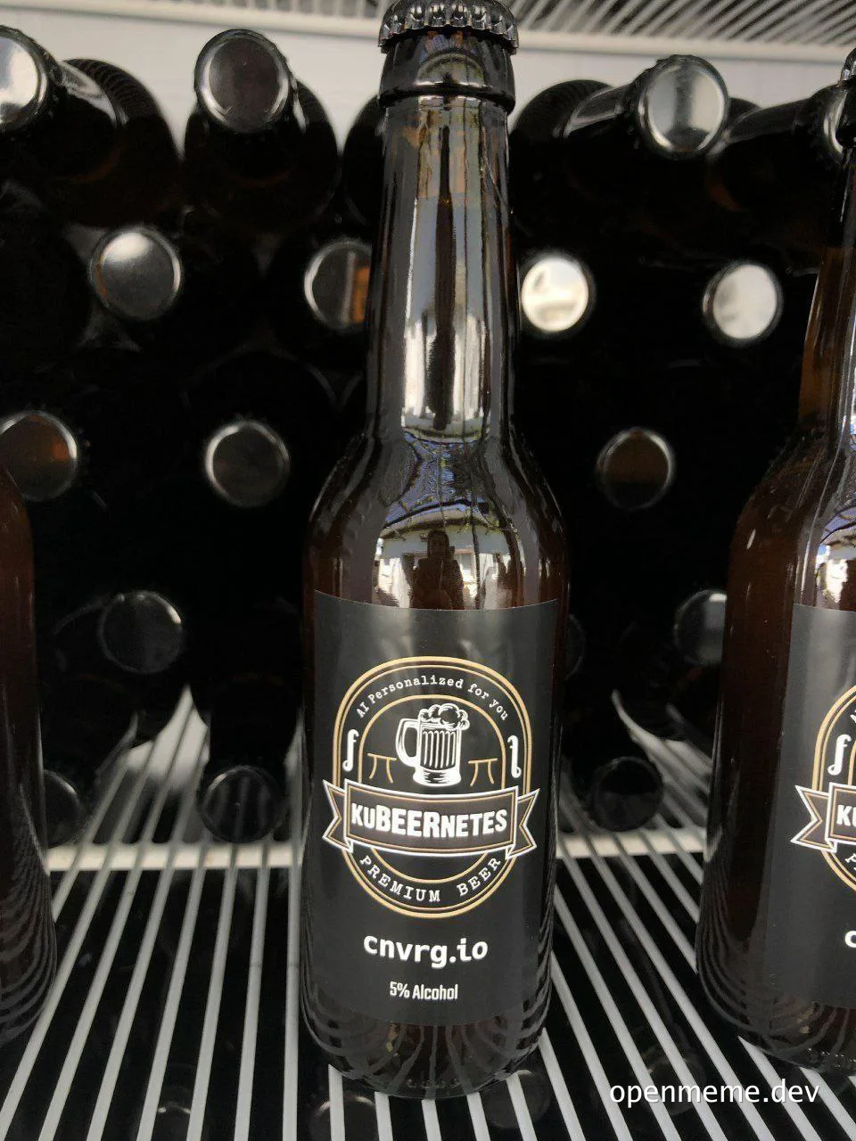 Kubernetes beer bottle in a fridge