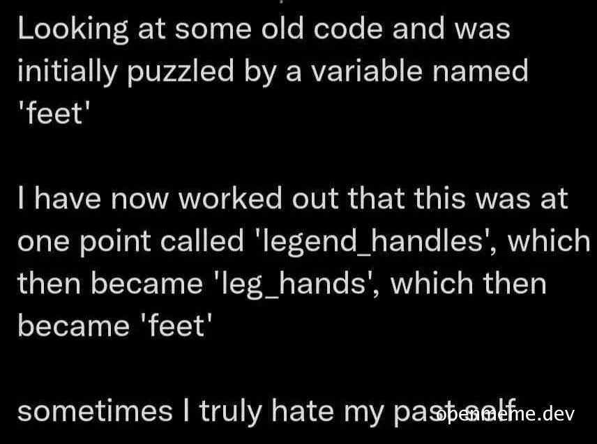 programmer frustrations with old code variable naming