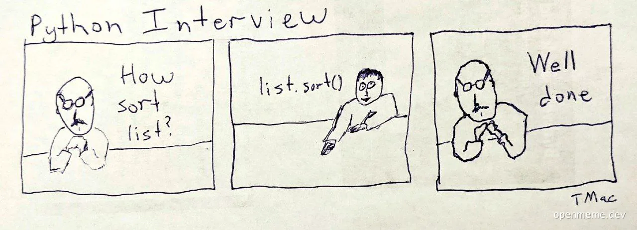 A comic about a python interview