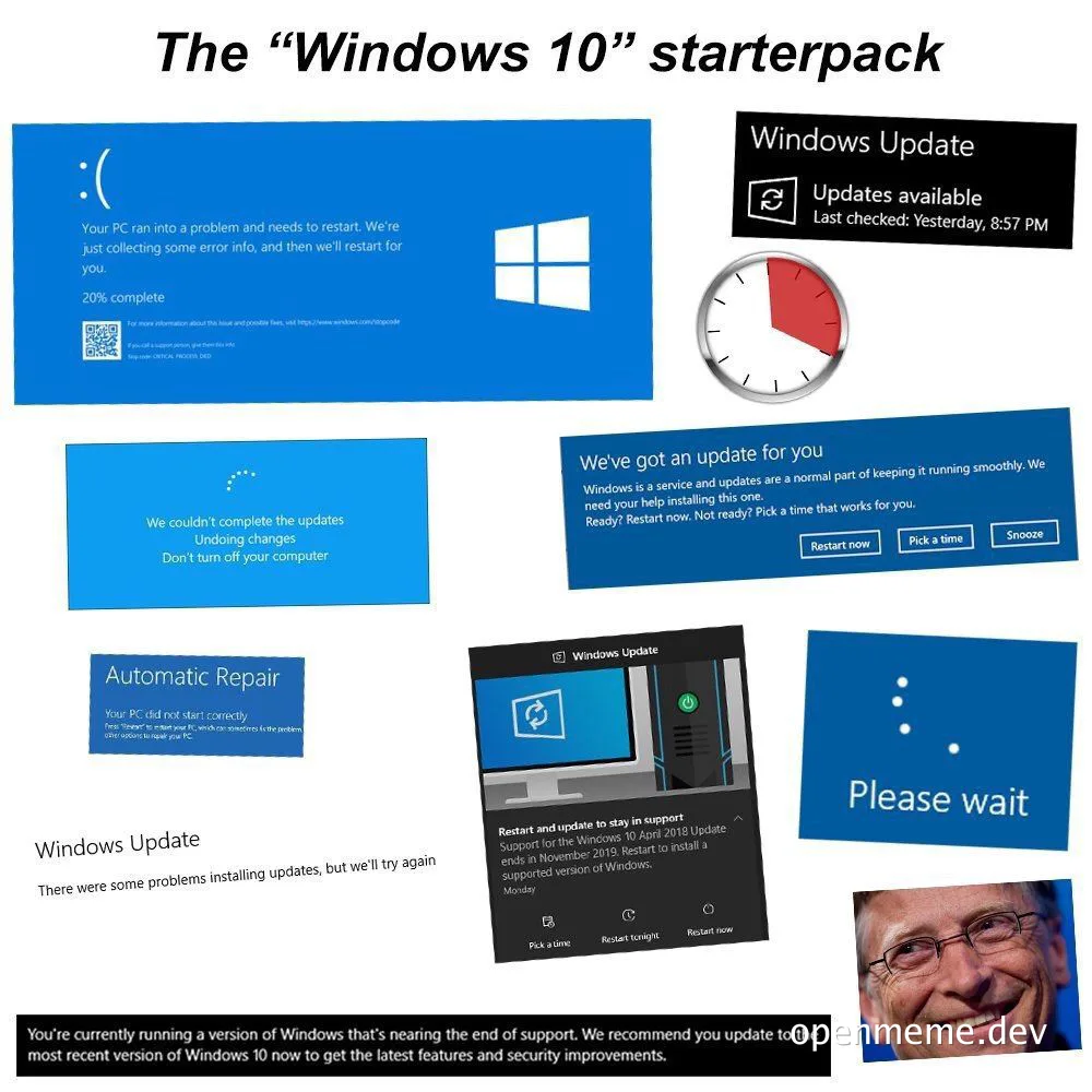 The 'Windows 10' starterpack meme