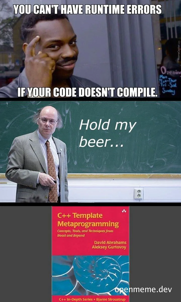 programmer humor about code compilation and runtime errors