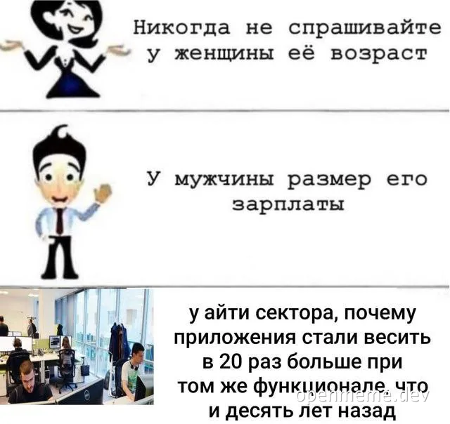 IT sector meme about software size