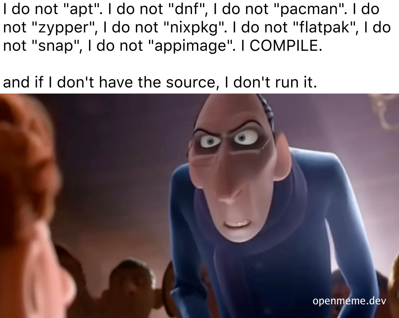 angry developer meme about compiling software