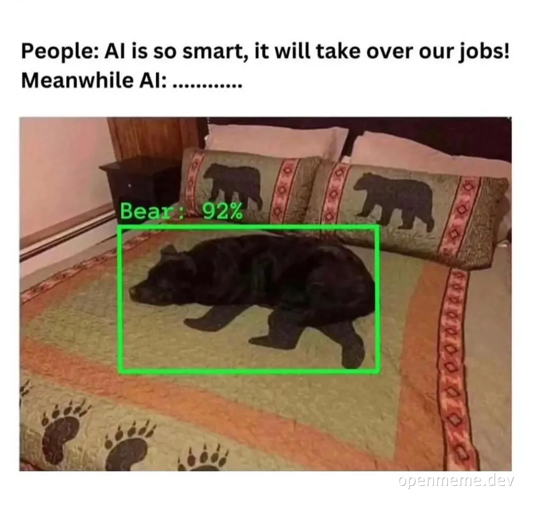 AI bear sleeping on bed with 92% accuracy
