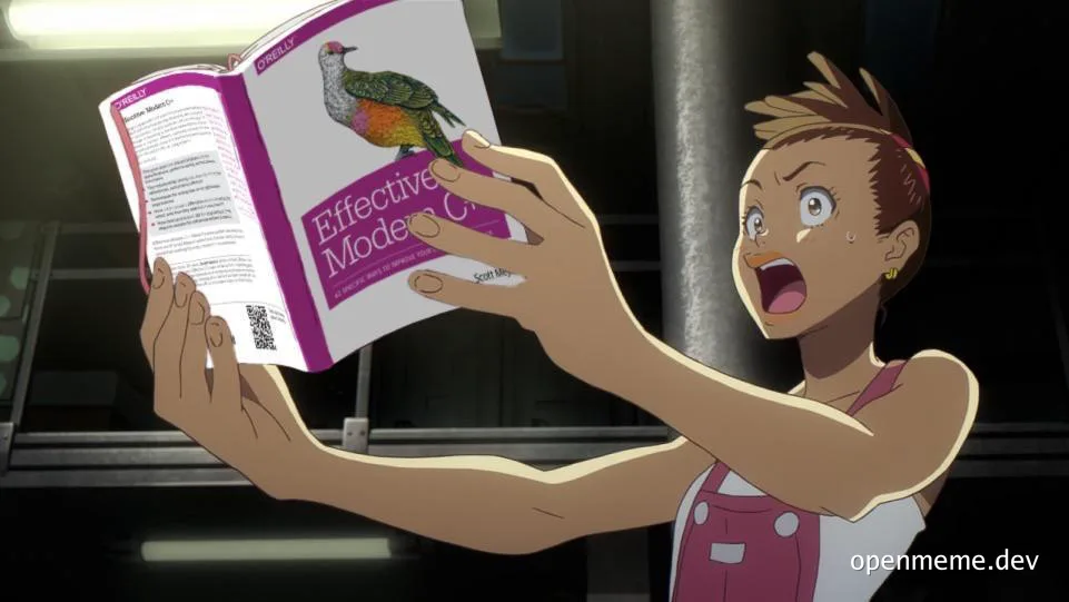 surprised woman reading Effective Modern C++ book