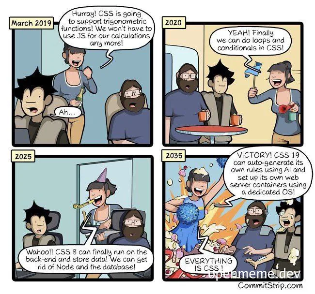Comic strip about the evolution of CSS capabilities