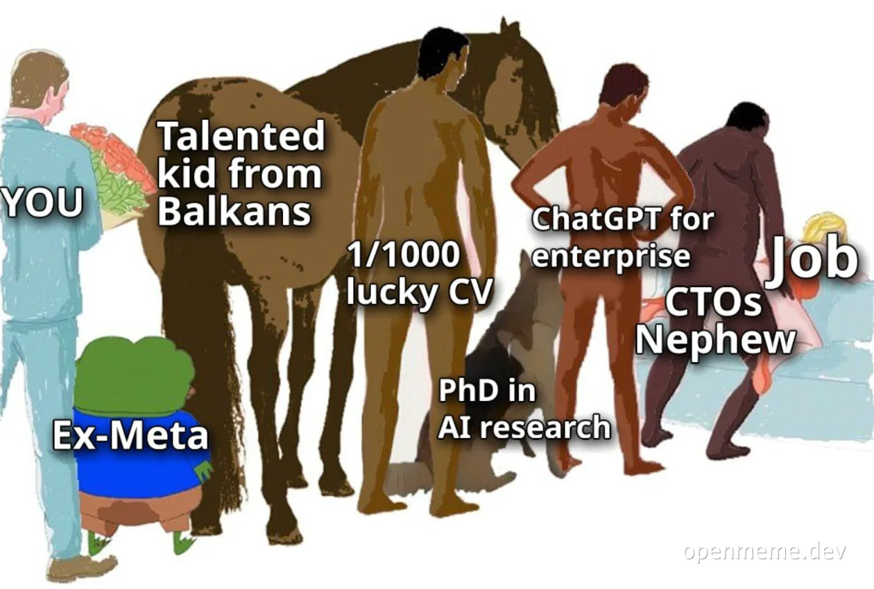 humorous meme about job applicants and AI