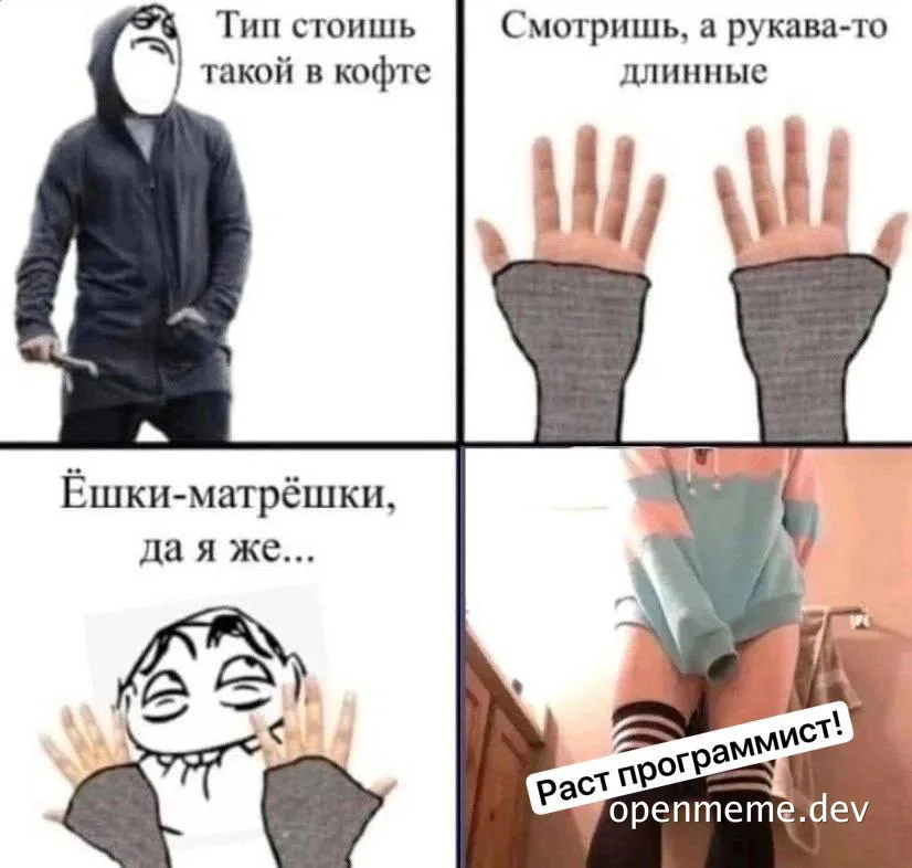 russian programmer meme about oversized sleeves