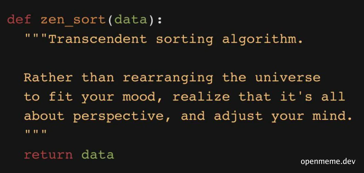 Transcendent sorting algorithm meme