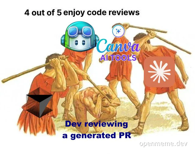 Four out of five people enjoy code reviews developer meme