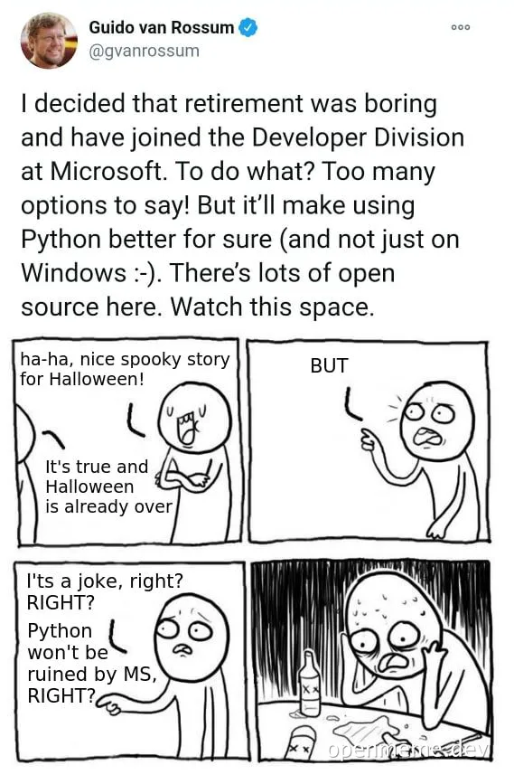 Guido van Rossum joins Microsoft Developer Division meme