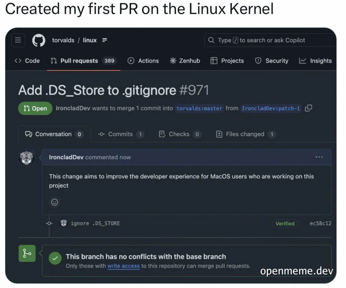 Created my first PR on the Linux Kernel