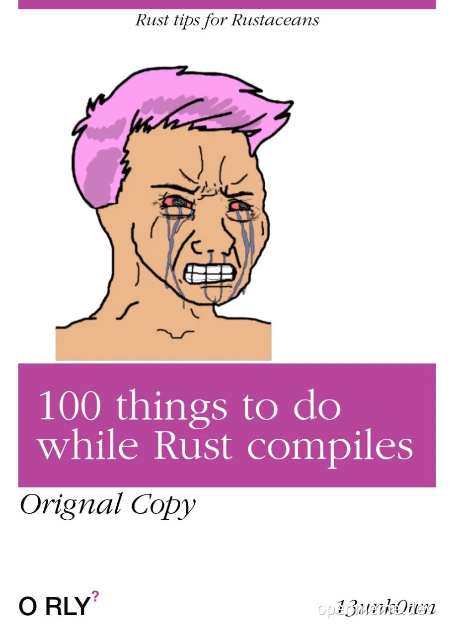 angry developer with tears crying while Rust compiles