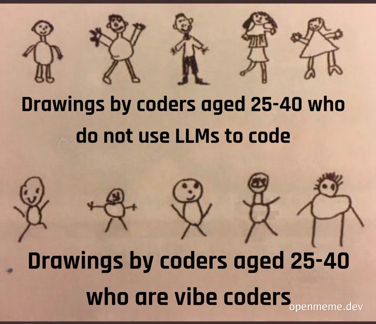 stick-figure drawings comparing coding skills