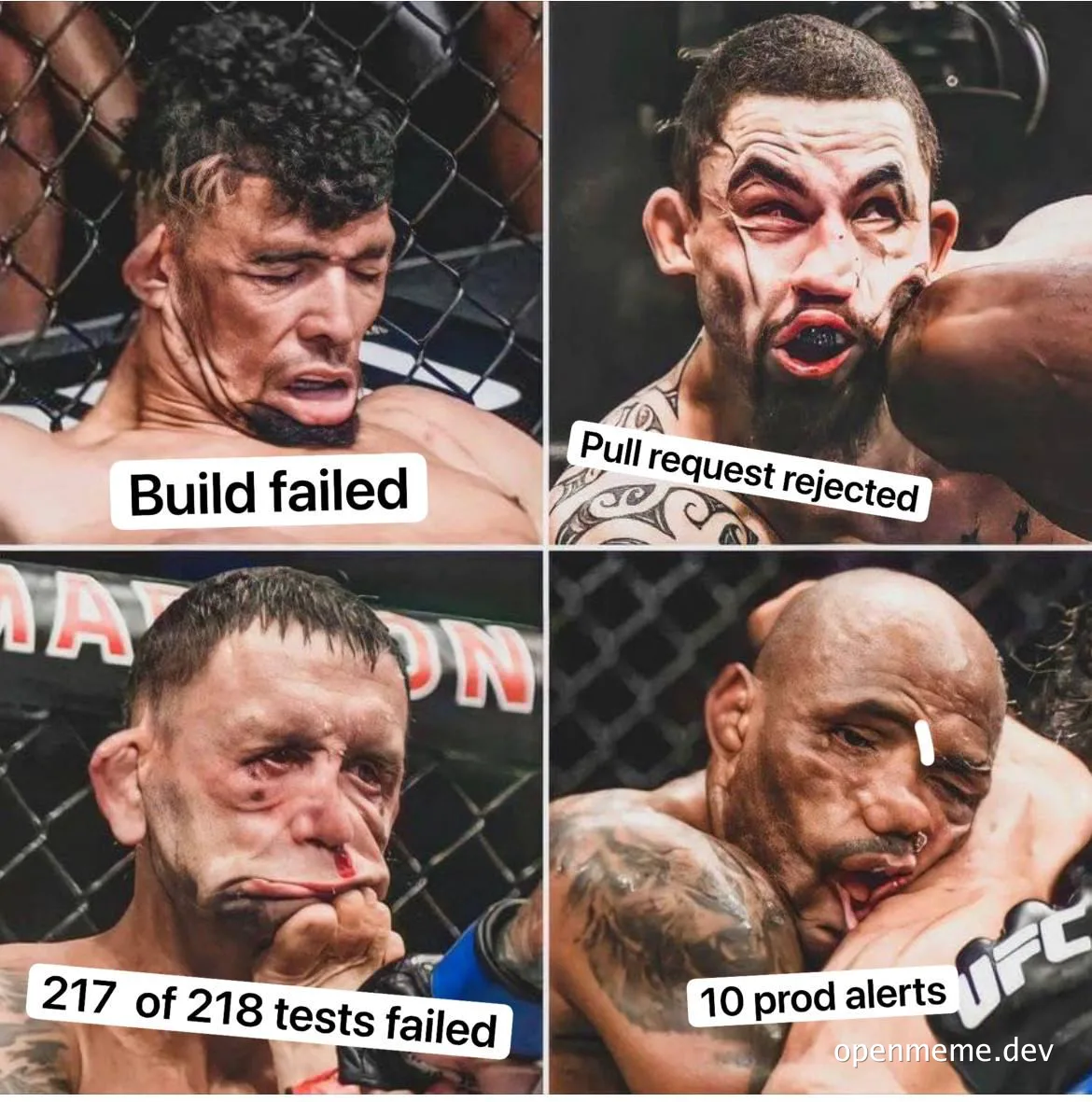 funny developer meme about failed build and tests