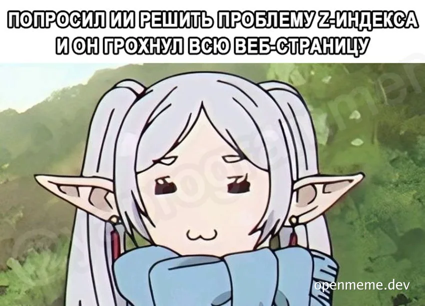 angry anime elf girl with ponytails and blue sweater looking frustrated