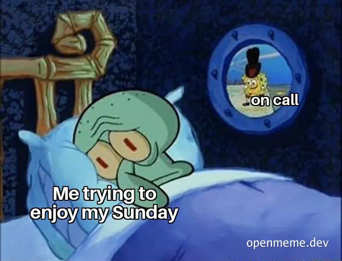 SpongeBob SquarePants meme with Squidward sleeping and SpongeBob on call