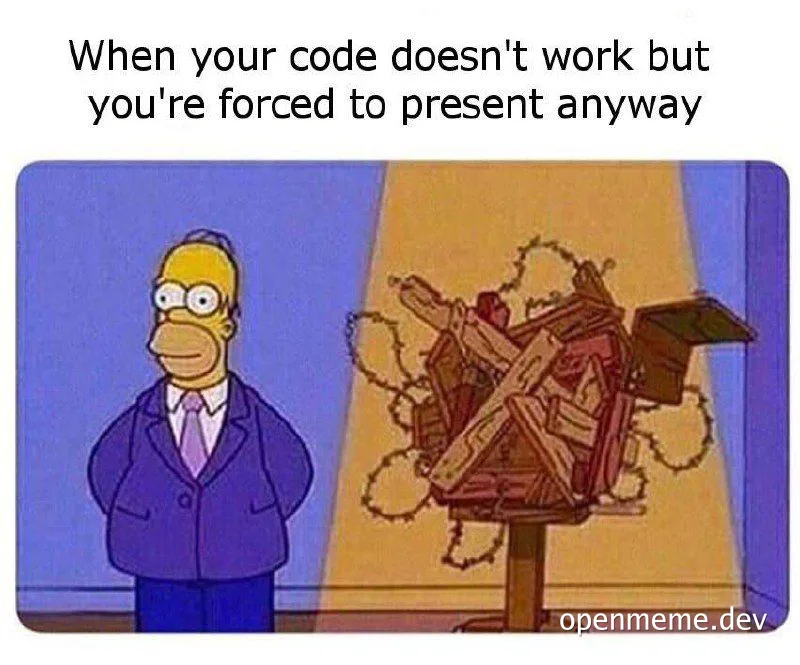homer simpson presenting broken code