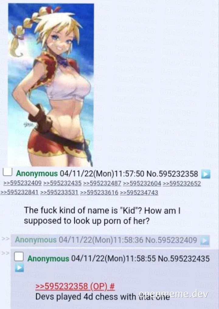 meme about game developers naming a character to avoid nsfw search results