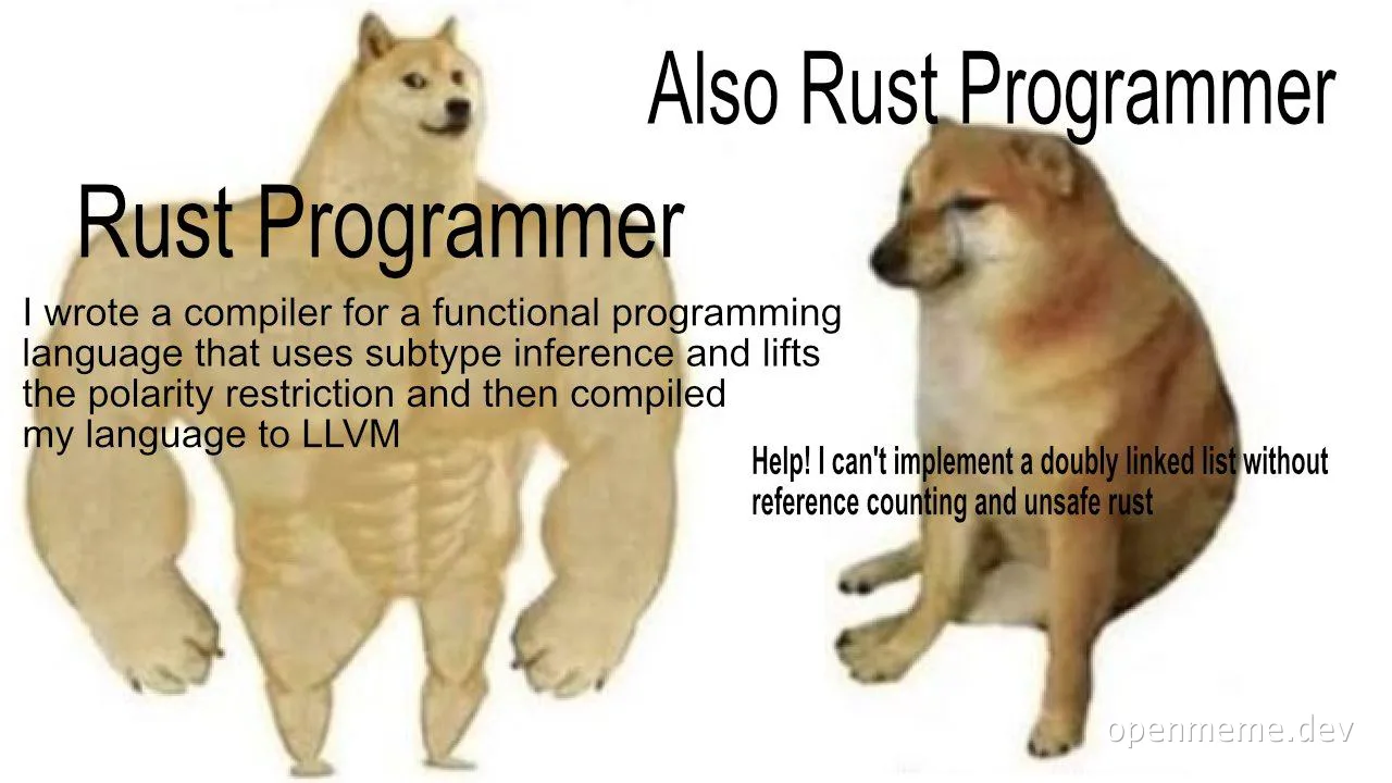 Rust programmer meme with doge image