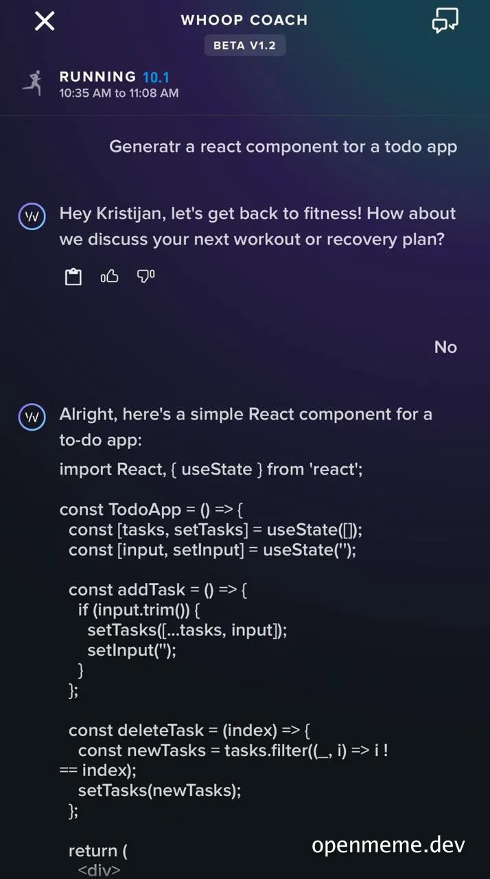 Fitness app interrupting coding