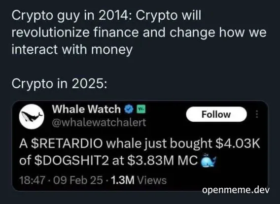 Crypto evolution meme: 2014 optimism vs 2025 reality