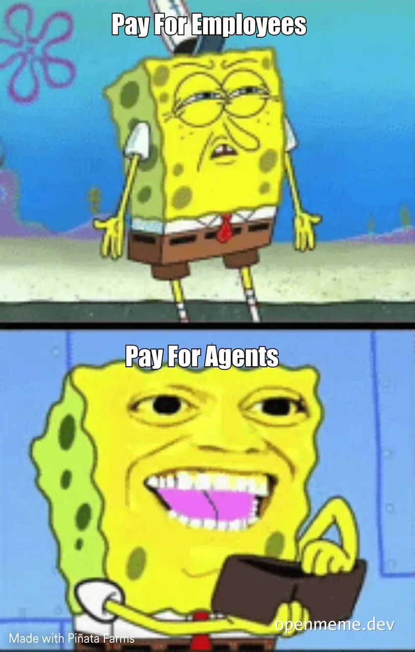 SpongeBob SquarePants meme comparing pay for employees and agents