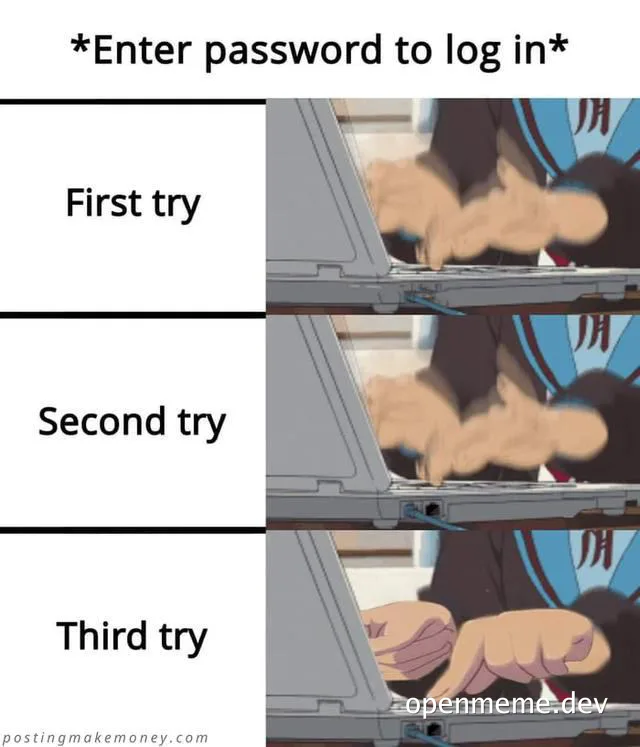 angry cartoon character aggressively typing on laptop keyboard