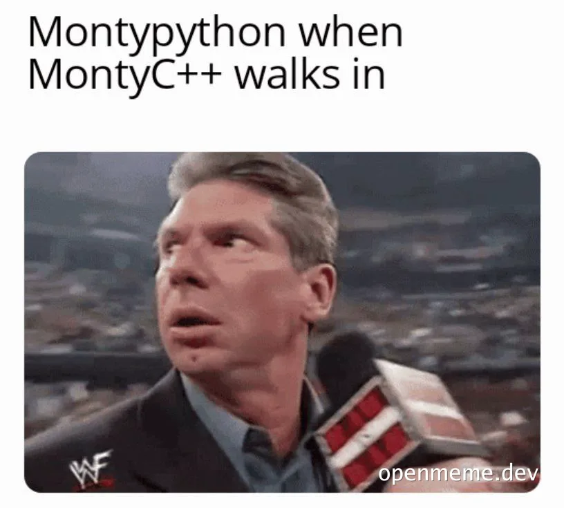 Monty Python meme with man looking shocked