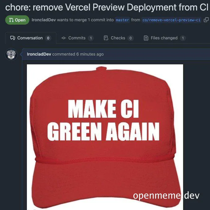 Red baseball cap with MAKE CI GREEN AGAIN text