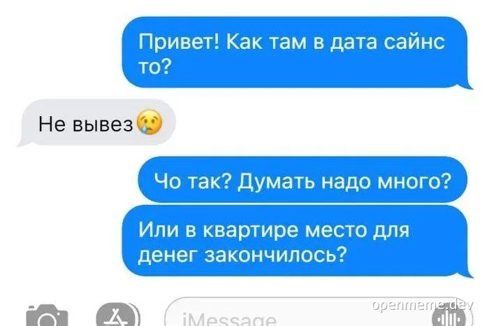 russian text message conversation about data science