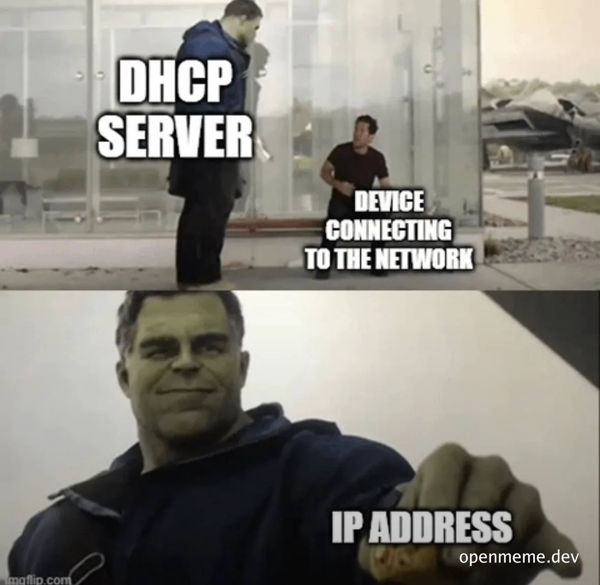 DHCP server meme with Hulk Hogan