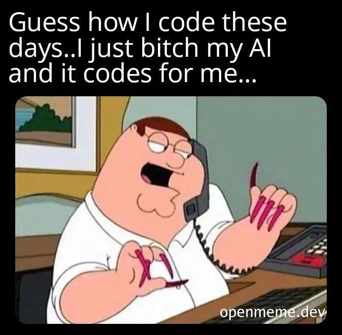 Peter Griffin with long red nails on his fingers talking on the phone with a shocked expression