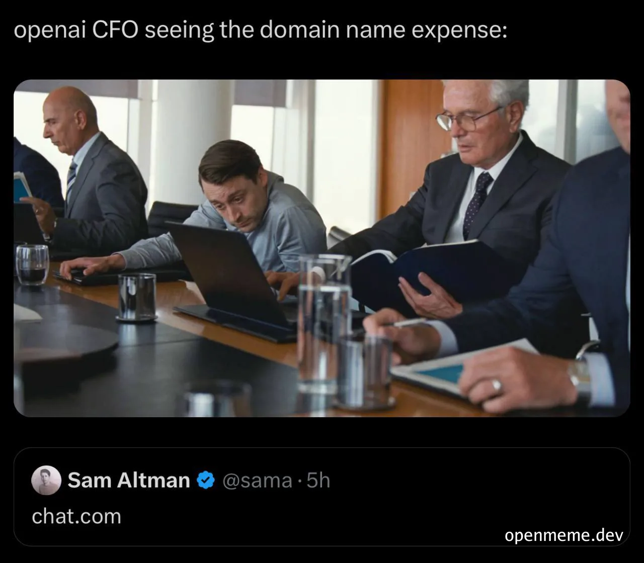 openai cfo shocked by domain name expense