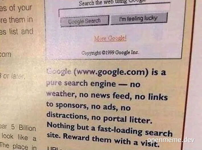 google search page from 1999